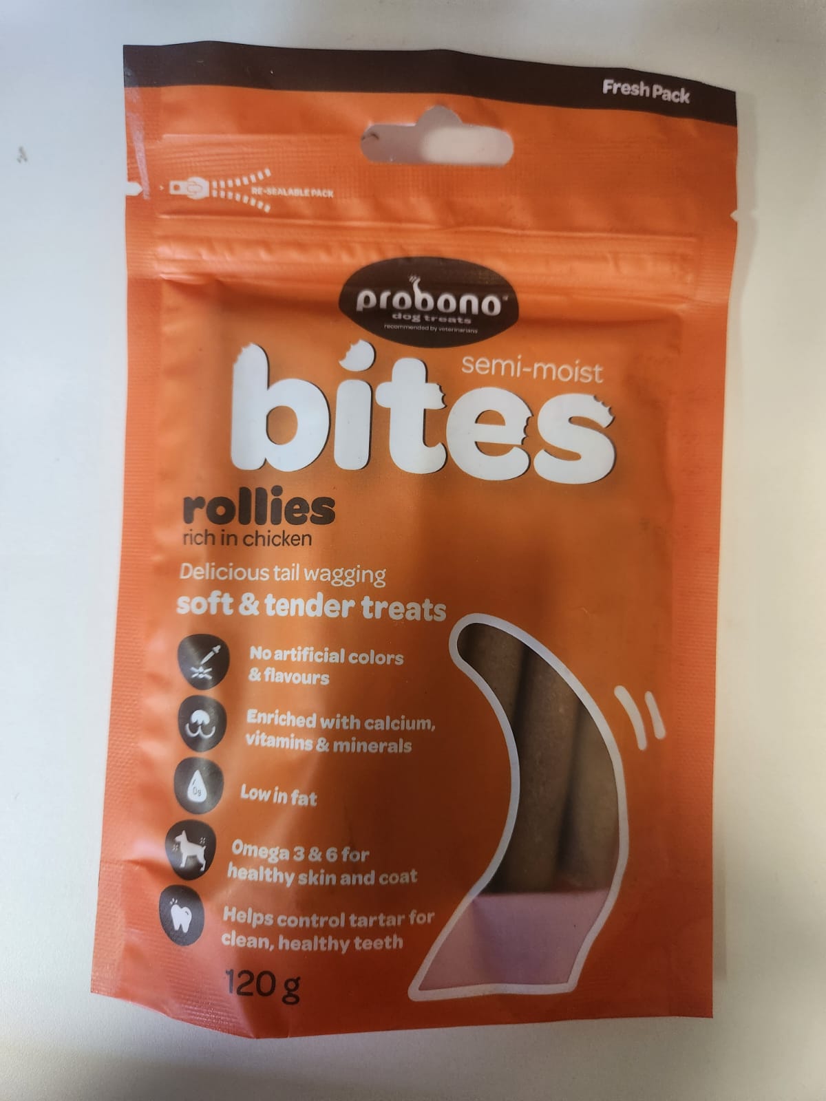 PRO BONO SEMI MOIST CHICKEN ROLLIES 120g